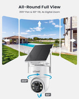 Solar-powered security camera with 360-degree viewing angle