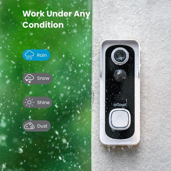 ieGeek Bell J9 doorbell camera operates in any condition - rain, snow, shine, or dust.
