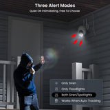 ieGeek ZS-GQ4 features three alert modes (siren/floodlights/both) that activate during auto tracking events.