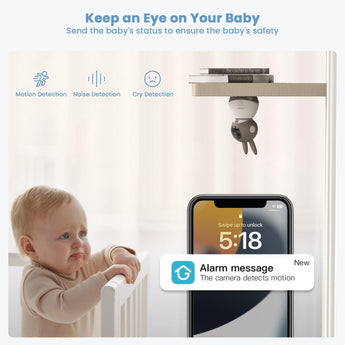 ieGeek Baby 1T 2K video baby monitor with motion detection, noise detection and cry detection