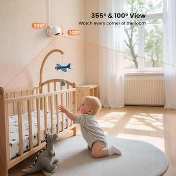 ieGeek Baby 5 video baby monitor with 355°horizontal rotation and 100° vertical tilt