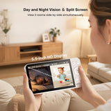 ieGeek Baby 5 video baby monitor with 5.5" HD display that can watch your baby via 2 spilt screen day and night
