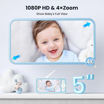 ieGeek Baby 7S video baby monitor with 4x digital zoom 5-inch 1080P HD monitor display