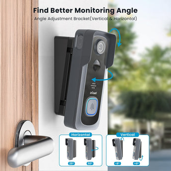 ieGeek Bell J1 video doorbell camera with adjustment bracket for vertical and horizontal angle adjustment