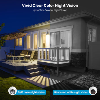 ieGeek GQ4 spotlight security camera features 5MP color night vision with up to 15 meters of vibrant nighttime visibility