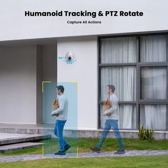 ieGeek IE92 PoE camera automatically follows human movement with its 360° PTZ rotation.