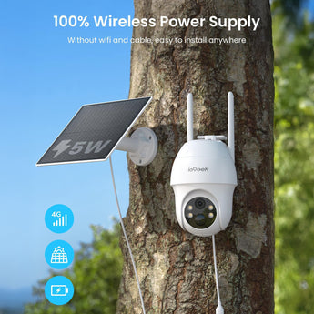 ieGeek S11 4G security camera with 5W solar panel for 100% wireless connection