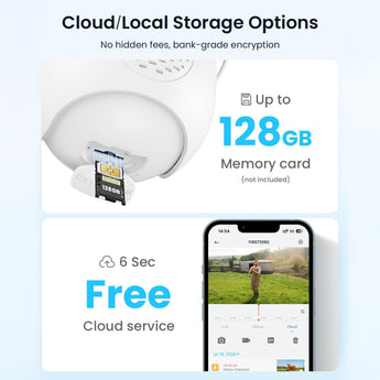 ieGeek S11 4G security camera with 6s free cloud storage service and supports up to 128GB memory card