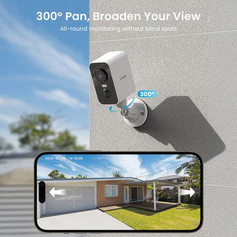 ieGeek S2 battery operated security camera with 300° horizontal rotation for all-round monitoring