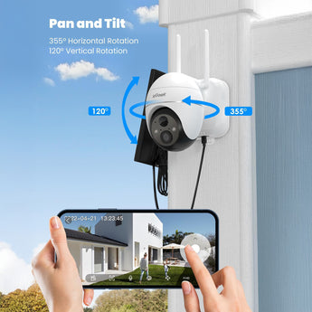 ieGeek ZS-GX1S battery camera with solar panel with 355° horizontal rotation and 120° vertical rotation