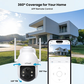 ieGeek ZY-C2 battery-powerd security camera with 355° pan and 120° tilt full coverage