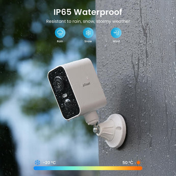 ieGeek battery-powerd outdoor surveillance camera with IP65 waterproof to resist rain, stormy weather