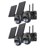 Four black ieGeek solar security cameras named ZX-GX1S with four solar panels