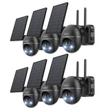 Six black ieGeek solar security cameras named ZX-GX1S with six solar panels
